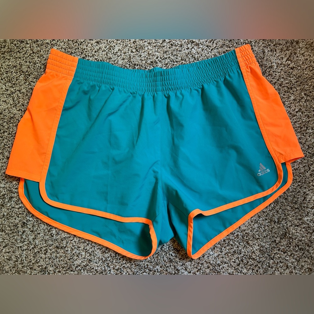 Adidas Women's Teal and Orange Athletic Shorts